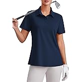 PINSPARK Womens 4 Buttons Golf Polo Shirts UPF 50+ Quick Dry Athletic Tennis Tops Collared Pickleball T Shirt