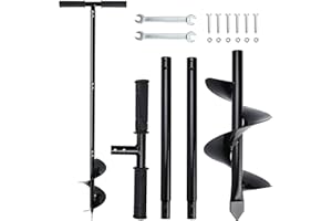 Patioer Heavy Duty Manual Garden Auger Drill 6" x 42" Post Hole Digger Hand Spiral Drill for Digging Planting Bulb Seedlings