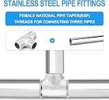 ERGAOBOY 2 Pcs 1/2" BSP Stainless Steel 304 T-Shape 3 Way Fitting Water Oil Gas view 5