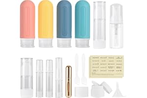 Beveetio 19 Pack Travel Bottles TSA Approved, 3OZ Leakproof Silicone Refillable Travel Size Containers for Toiletries, BPA Free Travel Accessories Tubes Cosmetic Shampoo Lotion Soap