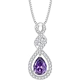 Aprila Women Infinity Necklace 925 Sterling Silver Twist Teardrop Birthstone Pendant with Chain 5A Cubic Zirconia Jewelry for Her