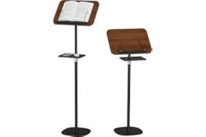 Snughome Floor Book Stand with Removable Tray, Wood Standing Book Stand for Reading, Height Adjustment 21"-51", Music Stand Cookbook Stand Textbook Stand Laptop Stand Book Holder for Display