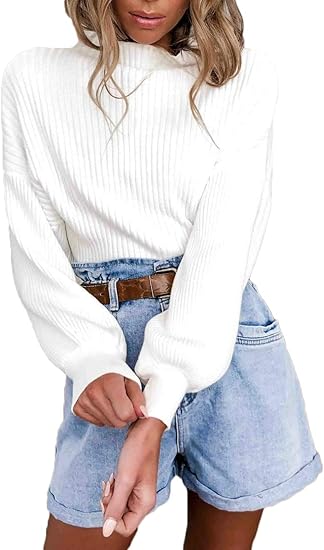 Amazon Hosiyo レディース セーター ハイネック ニット 薄手 トップス ベーシック ニット インナーセーター 長袖 トップス おしゃれ リブニット 無地 白 セーター 通販