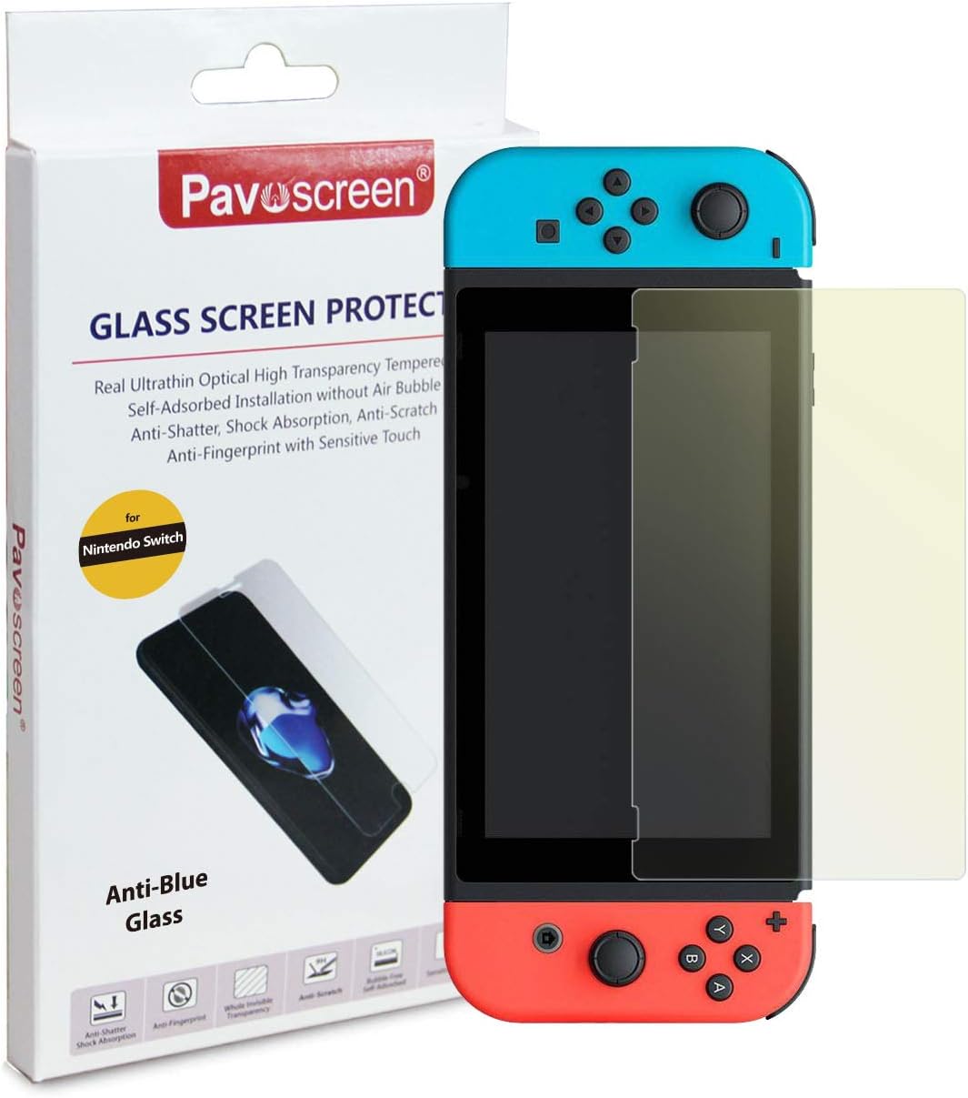 Pavoscreen for Nintendo Switch Screen Protector Anti Blue Light Glass, Blocking UV Light ,Reduce Eyes Fatigue and Eyes Strain Screen Filter for Nintendo Switch 2017