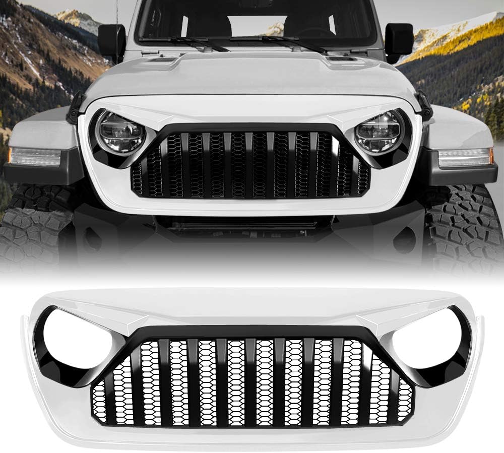 AMERICAN MODIFIED Grill Grille for 2018-2019 Jeep Wrangler JL JLU & Unlimited Accessories, ABS (JL White&Black Vader Grille)