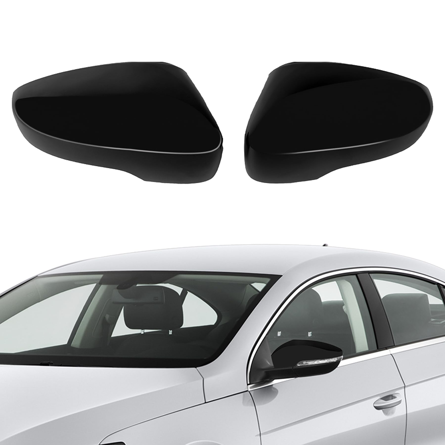 Photo 1 of Rearview Mirror Cover Cap Compatible with VW Beetle 2012-2019, Jetta MK6 2011-2018?Only for US Model with Turn Signal?, Pair Side Door Mirror Housing Trim (Glossy Black)