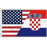 3×5 FT USA Croatia Friendship Flag, Large 150D America Croatian Outdoor Banner,Double Side Printing American Decor For Patio Garden With Brass Gromment