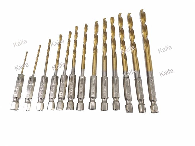 Generic 1.5-6.5mm 13 pcs/lot HSS High Speed Steel Titanium Coated Drill Bit Set 1/4 Hex Shank