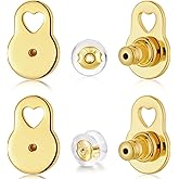 6 PCS Earring Backs for Droopy Ears, Sturdy Heart Lifter Backs for Heavy Earrings Locking Earring Support Backings for Studs Secure Ear Backers 2 PCS Gold Silicone Backs,Gold