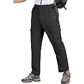 MoFiz Men's Elastic Waist Hiking Pants Lightweight Outdoor Water Resistant Sweatpants with Zipper Pockets