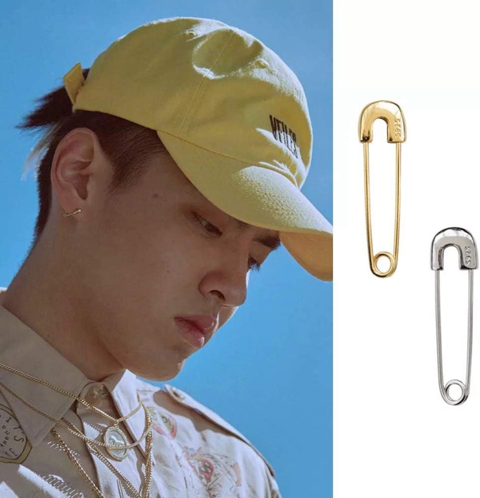 S925 Minimalist pin Earrings Punk Goth Safety Pin Hypoallergenic Earrings for Mens Women Gift
