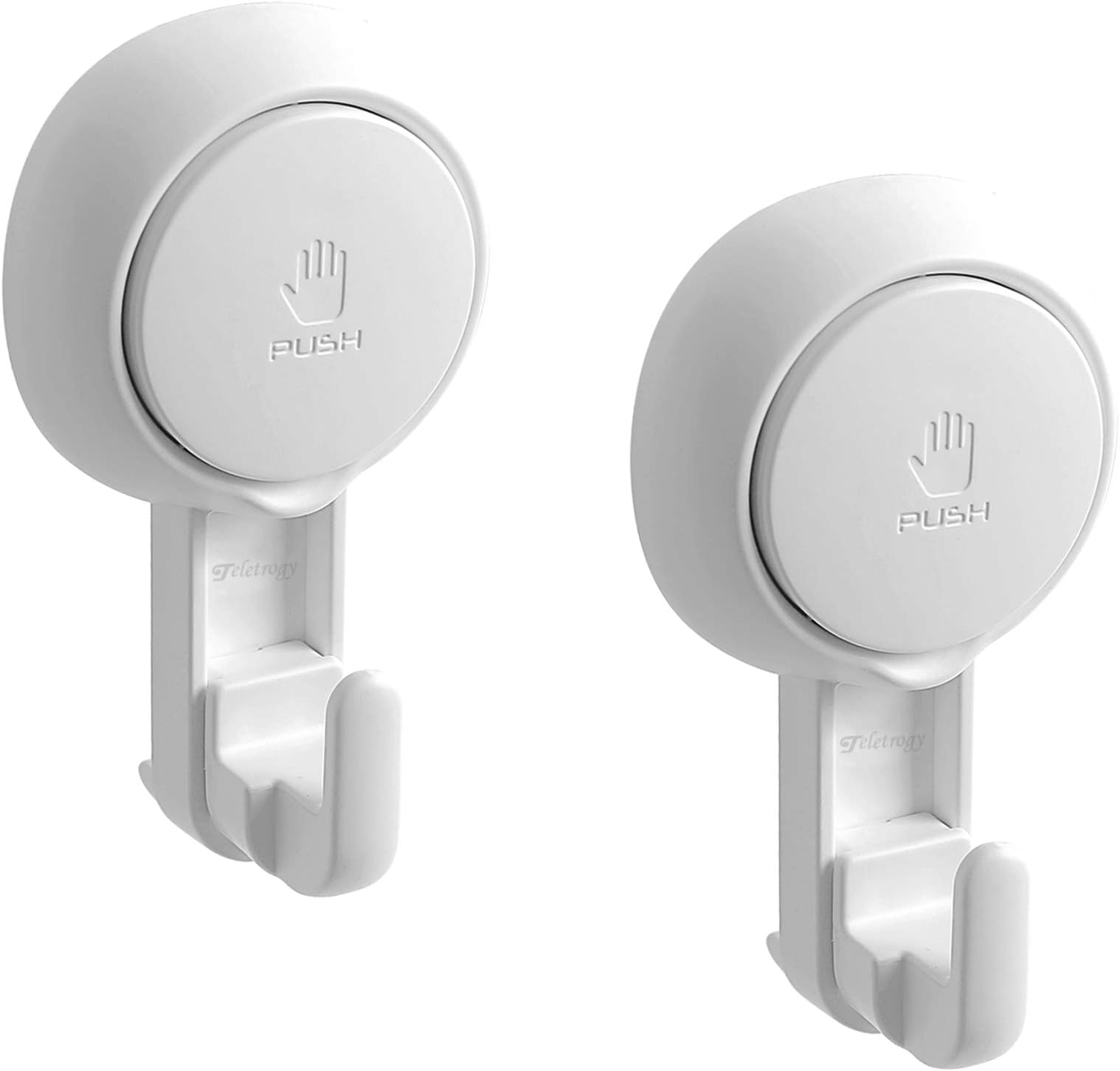 Teletrogy Suction Hooks Powerful Vacuum Shower Suction Cup Hooks, Heavy Duty Waterproof Shower Suction Hooks for Bathroom Kitchen Tile Towel Loofah Robe Sponge Wreath - Reusable Utility Hooks 2 Pack
