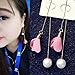 ERAWAN Women Fashion Gold Silver Plated Crystal Flower Drop Dangle Long Chain Earrings EW sakcharn (Black)