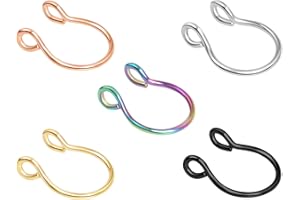 VELCARE 5-12 Pcs Nose Rings Hoops Nose Piercings Nose Piercing Jewelry Fake Nose Ring Fake Piercings Septum Lip Double Hoop Nose Ring Hoop Nose Rings for Women Clip On Helix Cartilage Hoop Earrings