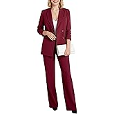 YILOTE Women's Two Piece Sets Pants Suits Dressy Business Casual Outfits Pantsuits Set Work Office Blazer and Wide Leg