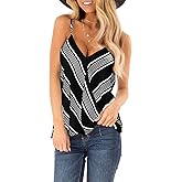 SAUKOLE Women's Adjustable Spaghetti Strap Shirts Blouses V Neck Floral Print Summer Sleeveless Casual Tank Tops