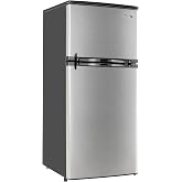 RecPro 4.4 Cu Ft 12V RV Refrigerator | Stainless Steel | Frost-Free | Reversible Door, Frost Free, Adjustable Shelves, 2W Interior LED Light, Built-in Lock