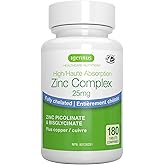 Igennus Chelated Zinc Picolinate & Bisglycinate Complex 25mg with Copper, Clean Label & High Absorption, 180 Tablets, Supplem
