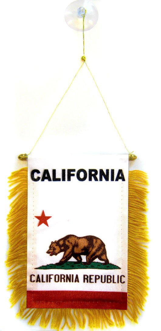 AZ FLAG - California Mini Banner - 6'' x 4'' - 100% Polyester Californian Small Pennant for Car - Double-sided Flag with Suction Cup Hanger