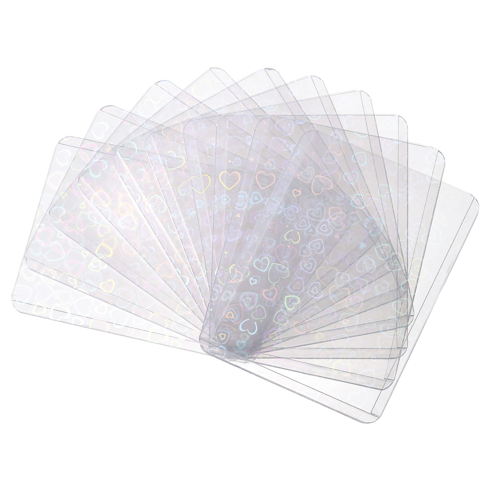 sourcing map 10Pcs Photocard Holder, Holographic Clear Card Sleeves, Photo Protector Shield Cover for Trading Cards Decoration, Top Opening Small Heart