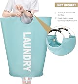 Maxsilan 125L X-Large Laundry Basket Freestanding Collapsible Light Blue view 5