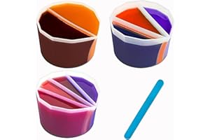 Demorex Silicone Split Cups,3Pcs Thicken&Reusable Resin Mixing Cups with 2-4Channels, 1 Silicone Stir Stick Dividers Paint Supplies,Fluid Art for Resin Crafts,Acrylic Paint Pouring,Drawing