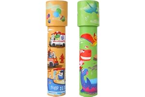 NOOLY Kaleidoscopes Educational Toy Kaleidoscope for Kids Boys and Girls ZWHT0103 (2 Pcs,Traffic + Dinosaur)