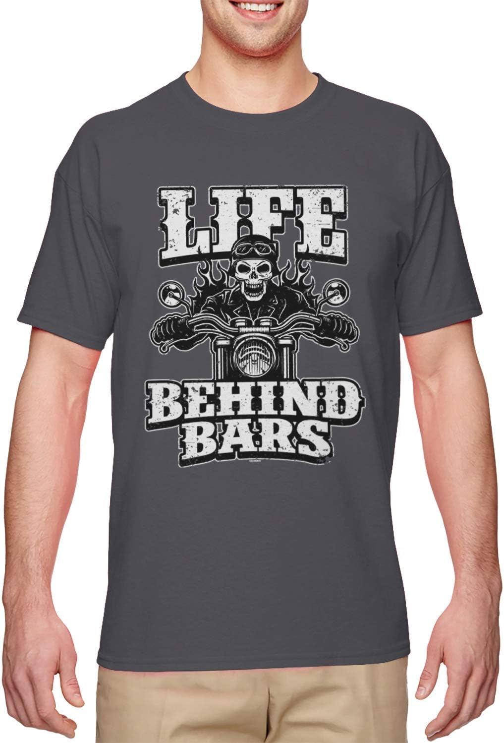 Life Behind Bars - Motorcycle Skull Badass Men's T-Shirt