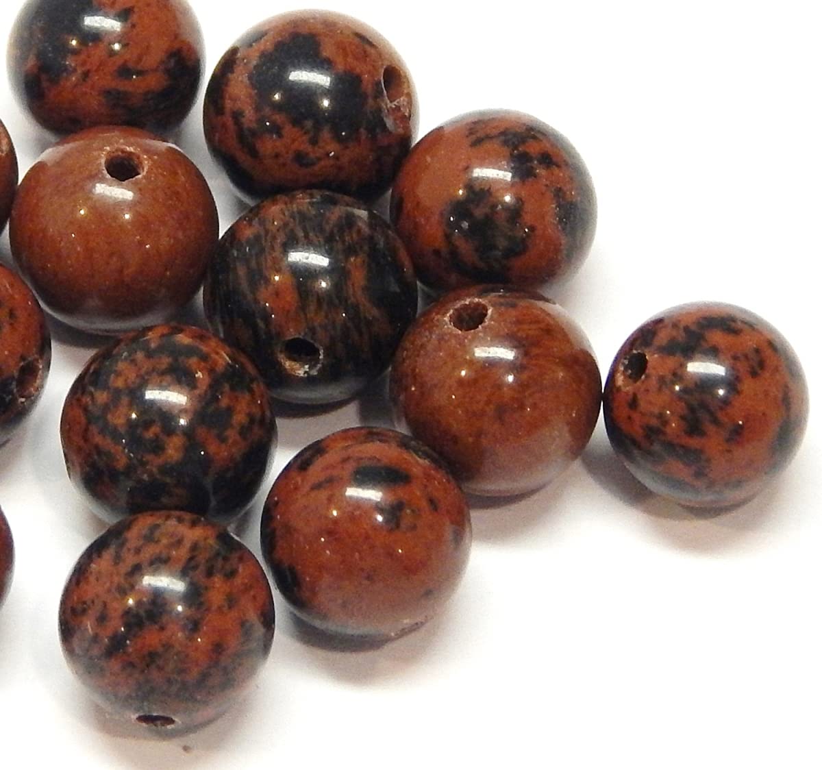Perlin Mahogany Obsidian Red Jasper Gemstone Beads, 8 mm, 6 mm, 4 mm, Round, Semi-Precious Stones, Jewellery Making, Craft Accessories, Jewellery Beads (4 mm - 25 Pieces)