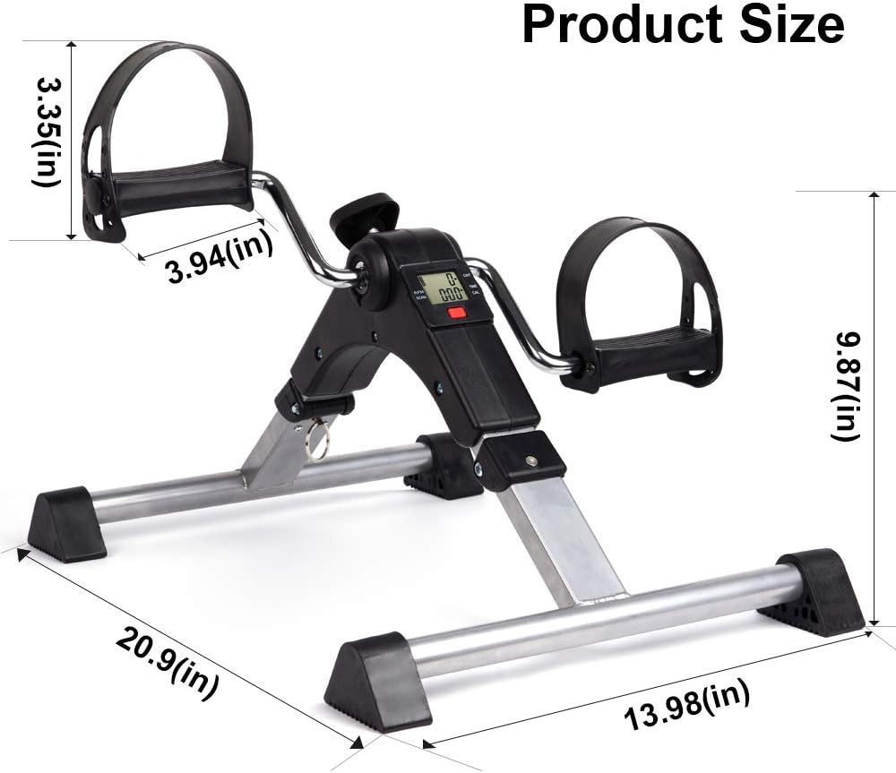 DECELI Under Desk Bike Pedal Exerciser-Folding Portable Exercise Peddler with Electronic Display for Legs and Arms Workout（Black）: Health & Personal Care