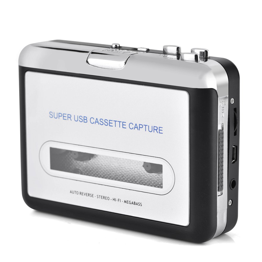 Zerone Portable Audio Cassette Converter, USB Cassette Tape to MP3 Cassette Capture Recorder with CD Headphones