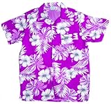 Ragstock Men's Shadowed Tropical Hawaiian Flower Print Aloha Shirt