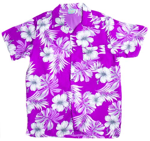 Ragstock Men's Shadowed Tropical Hawaiian Flower Print Aloha Shirt