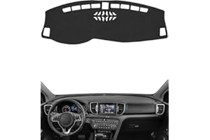 BIBLOZ Dash Cover for Kia Sportage 2017 2018 2019 2020 2021 2022 Accessories Black Flannel Dashboard Cover Mat Car Dashboard UV Sun