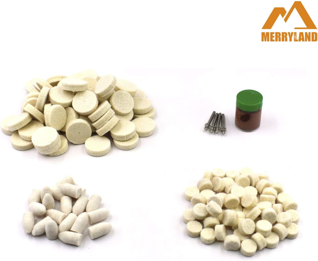 Merryland Mini Rotary Tool Accessory 145 pcs Flet Bullet Cloth Polishing Wheel Paste for Electric Power Tool DIY