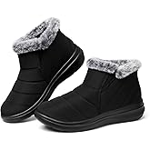 SHIBEVER Winter Waterproof Boots for Women: Snow Womens Ankle Fur Lined Shoes Slip On Warm Insulated Winter Boot