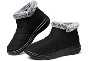 SHIBEVER Winter Waterproof Boots for Women: Snow Womens Ankle Fur Lined Shoes Slip On Warm Insulated Winter Boot
