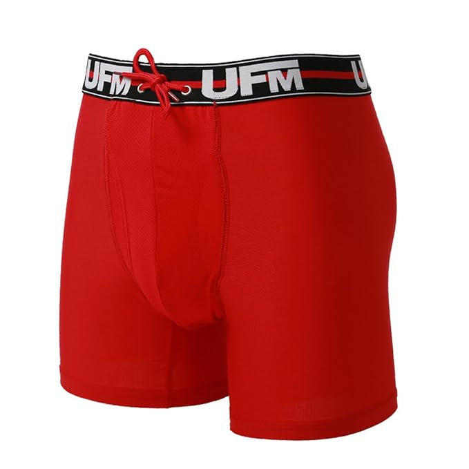 UFM Underwear for Men Adjustable Athletic Support Boxer Brief 4042 Red