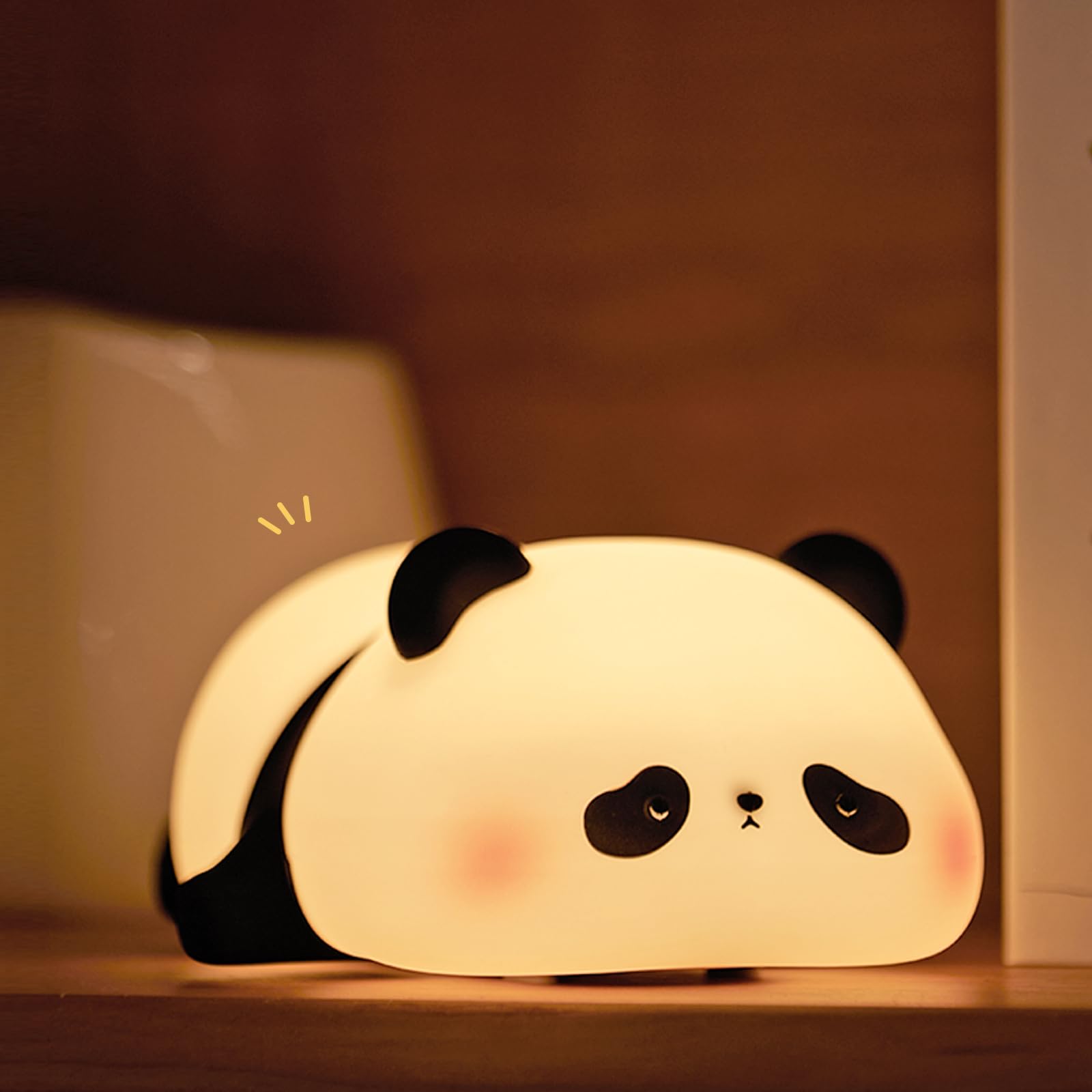 URAQT Panda Night Light for Kids, Rechargeable Cute Animal Squishy Silicone Touch Lamp, 3 Level Dimmable 30Min Timer LED Nightlight, Decorative Panda Bedside Lamp for Toddler Baby Girls Boys Women