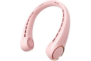 Morelax Neck Fan, USB Rechargeable Personal Fan, 3 Speeds Adjustable, Large air outlet Powerful Strong Wind, Adjustable, 360° Cooling, Super Quiet, No Blade Design, No Hair Twisting, Small (Pink)