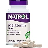 Natrol Melatonin 3 mg Tablets, Nighttime Sleep Aids for Adults, 60 Tablets | 100% Drug-Free, Non-Habit Forming, For Occasional Sleeplessness, Supports Circadian Rhythm