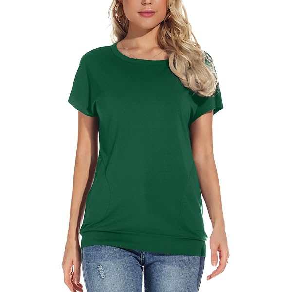 Defal Women's Summer Tunic Top – Quick-Dry Short Sleeve T-Shirt With Pockets, Loose Fit For Gym, Casual, Or Work