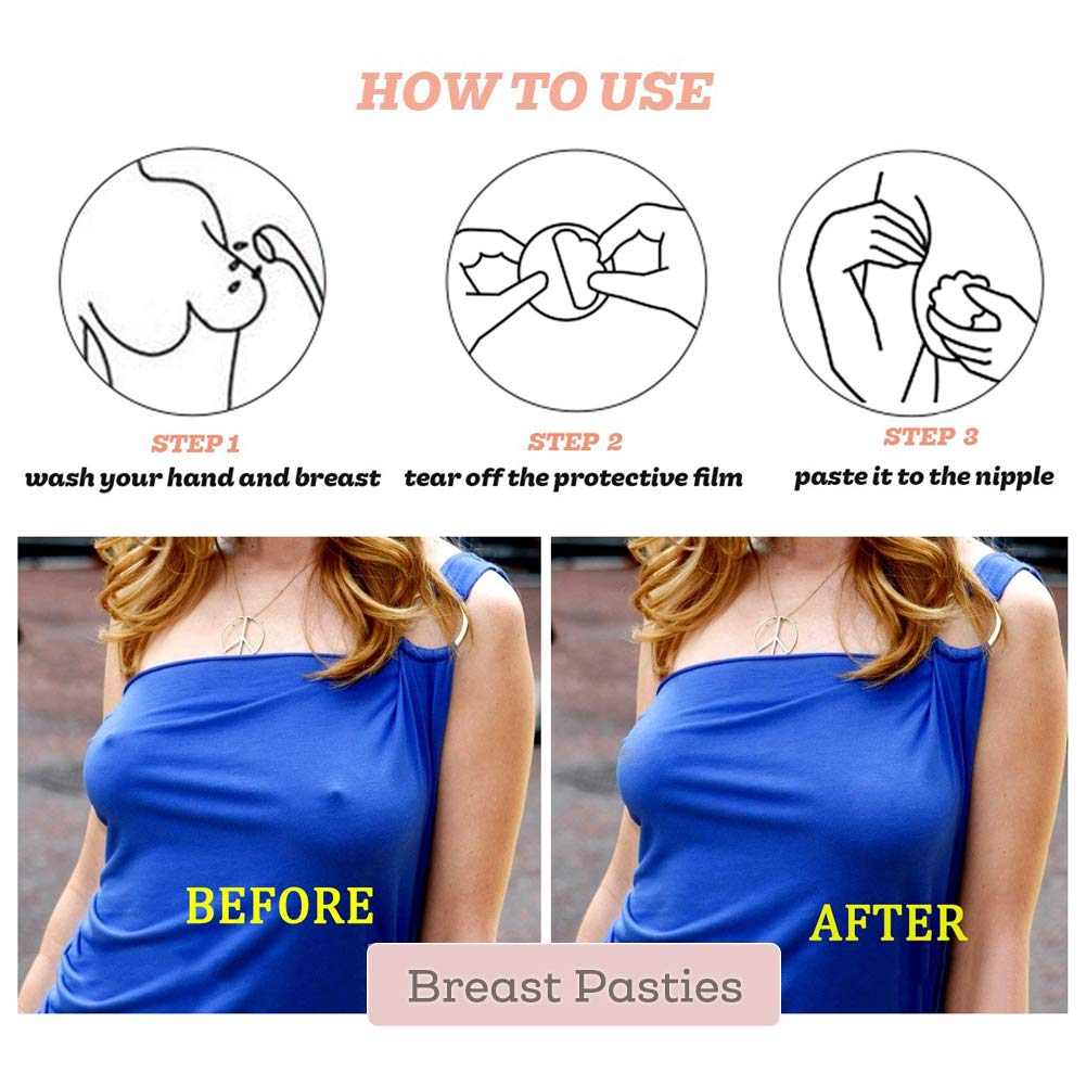 Nipple Covers Disposable Breast Pasties Adhesive Bra Petal for Women 6-Pair