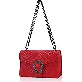 suwluaoyi Women's Crossbody Shoulder Bag Snake Print Satchel Purse Leather Chain Clutch Evening Handbag