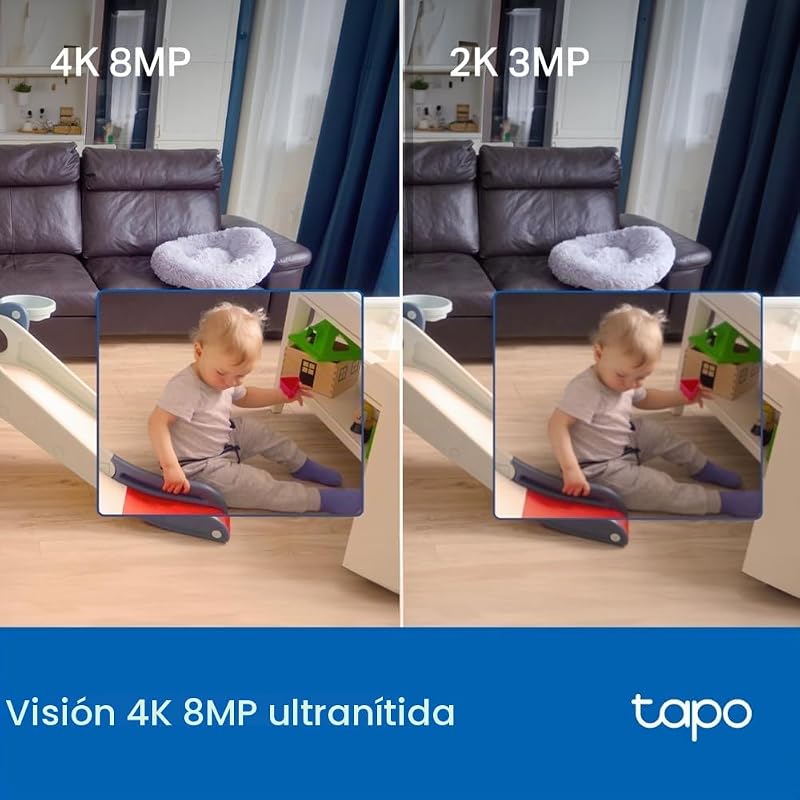 C250 4K Cámara de vigilancia Interior 360°, detección de IA Local y Seguimiento de Movimiento con Zoom, visión Nocturna por Infrarrojos, Zona de Bloqueo de privacidad, Memoria Micro SD o Nube