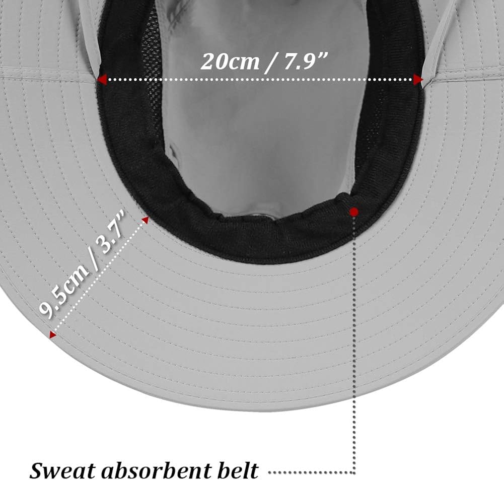 Ordenado Waterproof Sun Hat Outdoor UV Protection Bucket Mesh Boonie Hat Adjustable Fishing Cap Grey at  Women’s Clothing store