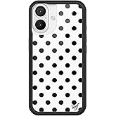 Wildflower Cases - Compatible with iPhone 16 | Protective Black Bumper, 6.5ft Drop Test Certified, Women Owned Small Business | Spots Aesthetic Trendy Cute | Polka Dot - White & Black