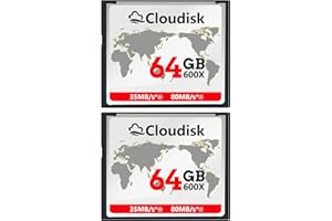 Cloudisk Pack of 2 Compact Flash Card 64GB 600X CF 2.0 Card Performance for DSLR Camera, Vintage Digital Camera and Industry 