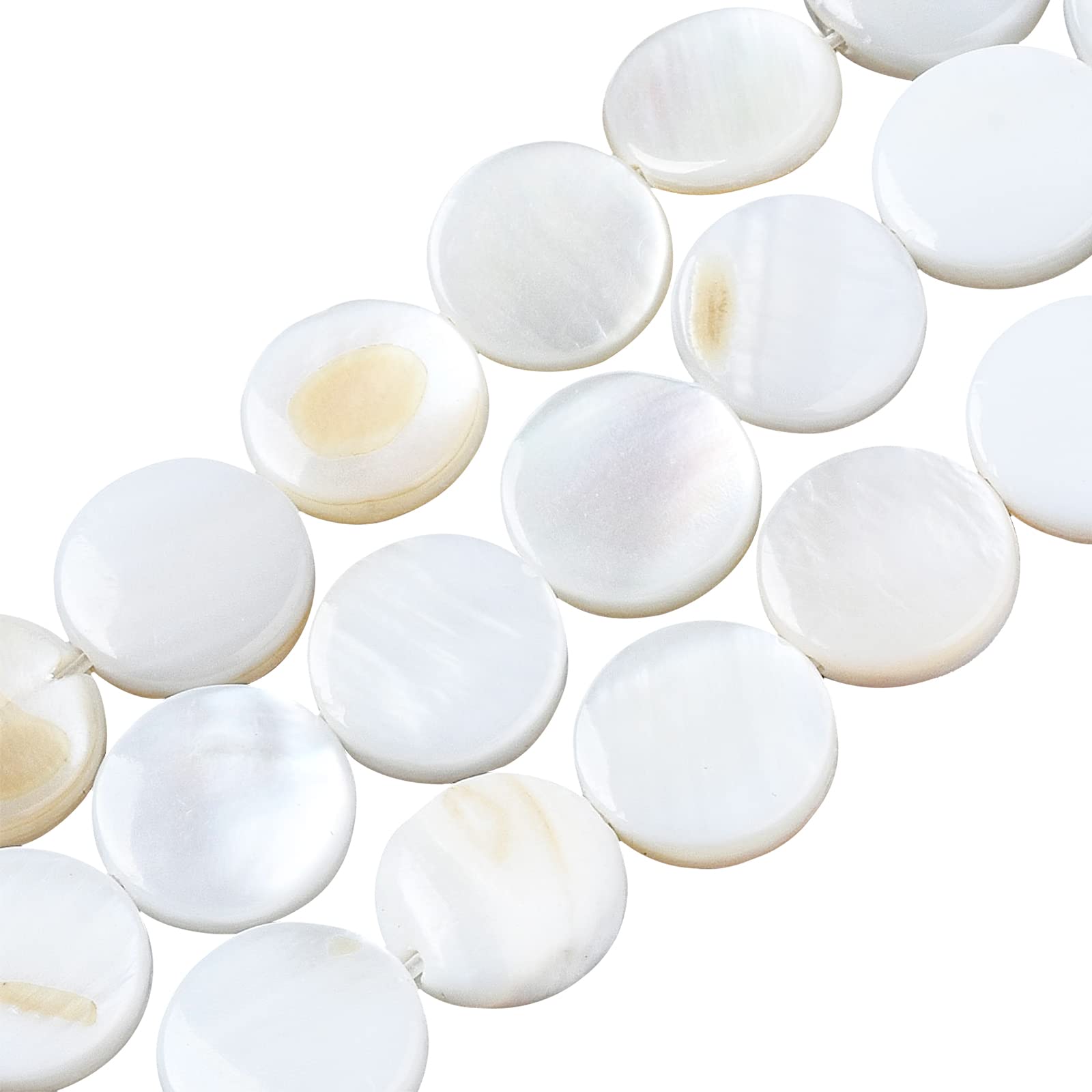 SUNNYCLUE 1 Box About 105Pcs Flat Round Shell Bead Natural Freshwater White Disc Coin Beads Ocean Beach Hawaii Style Elastic Thread for Jewelry Making DIY Bracelets Crafts Supplies Findings — image 1