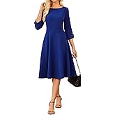 GRACE KARIN Work Dresses for Women 2025 3/4 Sleeve Fit and Flare Business Midi Dress Classy Office Dresses with Pockets